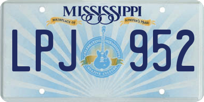MS license plate LPJ952