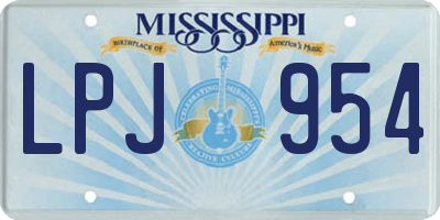 MS license plate LPJ954