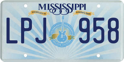 MS license plate LPJ958