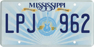 MS license plate LPJ962