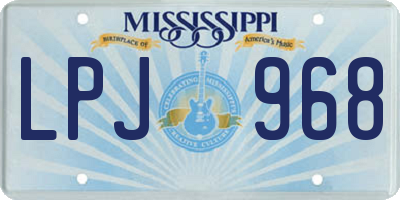 MS license plate LPJ968