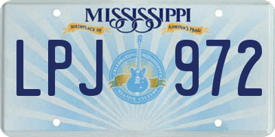 MS license plate LPJ972