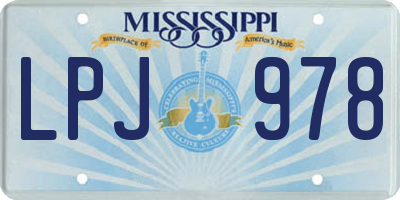 MS license plate LPJ978