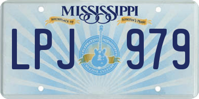 MS license plate LPJ979