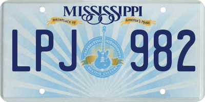 MS license plate LPJ982
