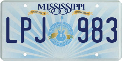 MS license plate LPJ983