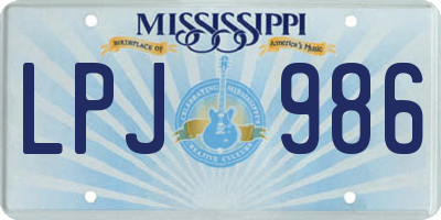 MS license plate LPJ986