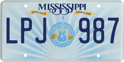MS license plate LPJ987