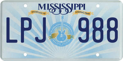 MS license plate LPJ988