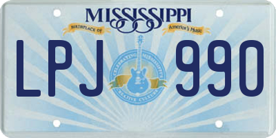 MS license plate LPJ990