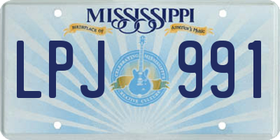 MS license plate LPJ991