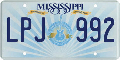 MS license plate LPJ992