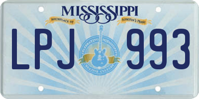 MS license plate LPJ993