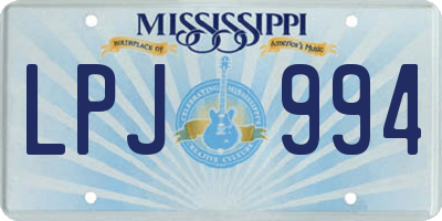 MS license plate LPJ994