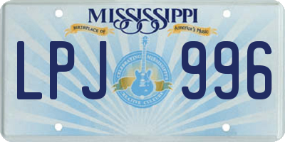 MS license plate LPJ996