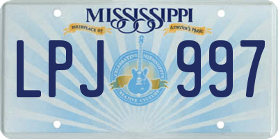 MS license plate LPJ997