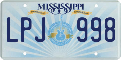 MS license plate LPJ998