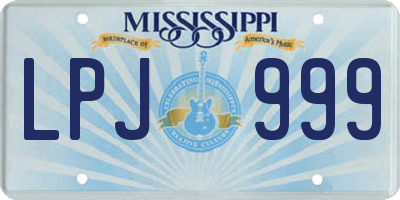 MS license plate LPJ999