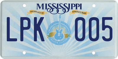 MS license plate LPK005