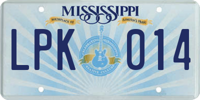 MS license plate LPK014