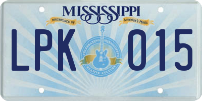 MS license plate LPK015