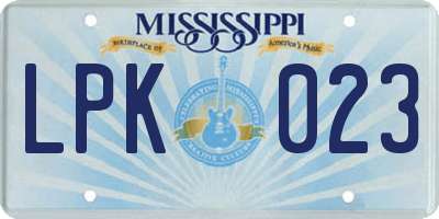 MS license plate LPK023