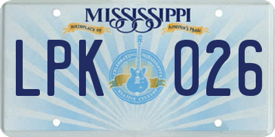 MS license plate LPK026