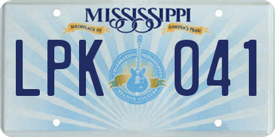 MS license plate LPK041
