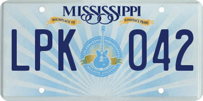 MS license plate LPK042
