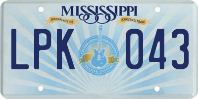 MS license plate LPK043