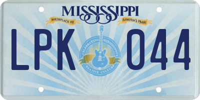 MS license plate LPK044