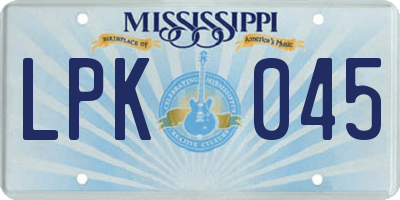 MS license plate LPK045