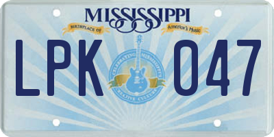 MS license plate LPK047
