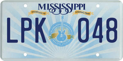 MS license plate LPK048