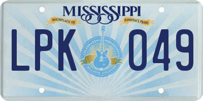 MS license plate LPK049