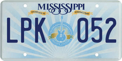 MS license plate LPK052