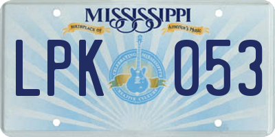 MS license plate LPK053