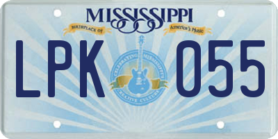 MS license plate LPK055