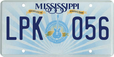 MS license plate LPK056