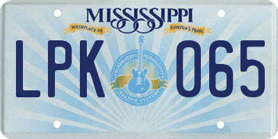 MS license plate LPK065