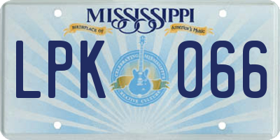 MS license plate LPK066