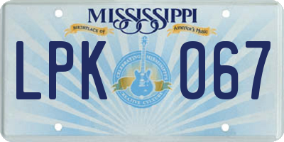 MS license plate LPK067