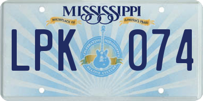 MS license plate LPK074
