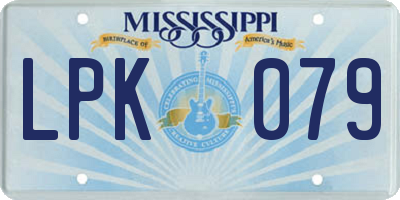 MS license plate LPK079