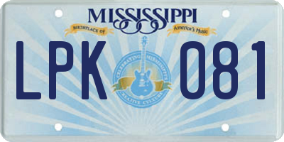 MS license plate LPK081