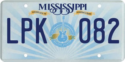 MS license plate LPK082