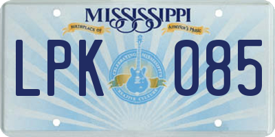MS license plate LPK085