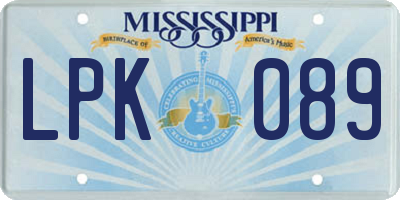 MS license plate LPK089