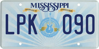 MS license plate LPK090