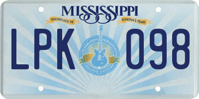 MS license plate LPK098